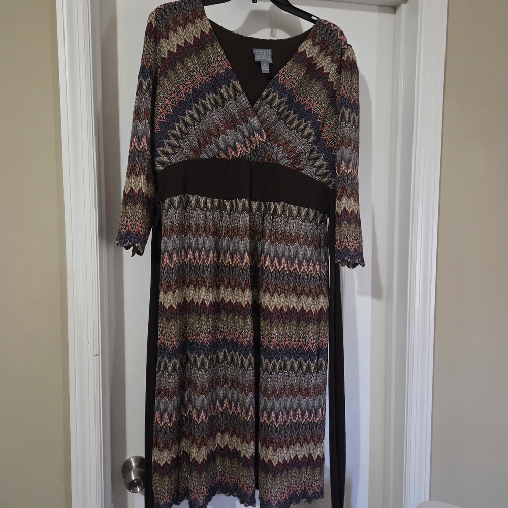 Multicolor Chevron Midi Dress